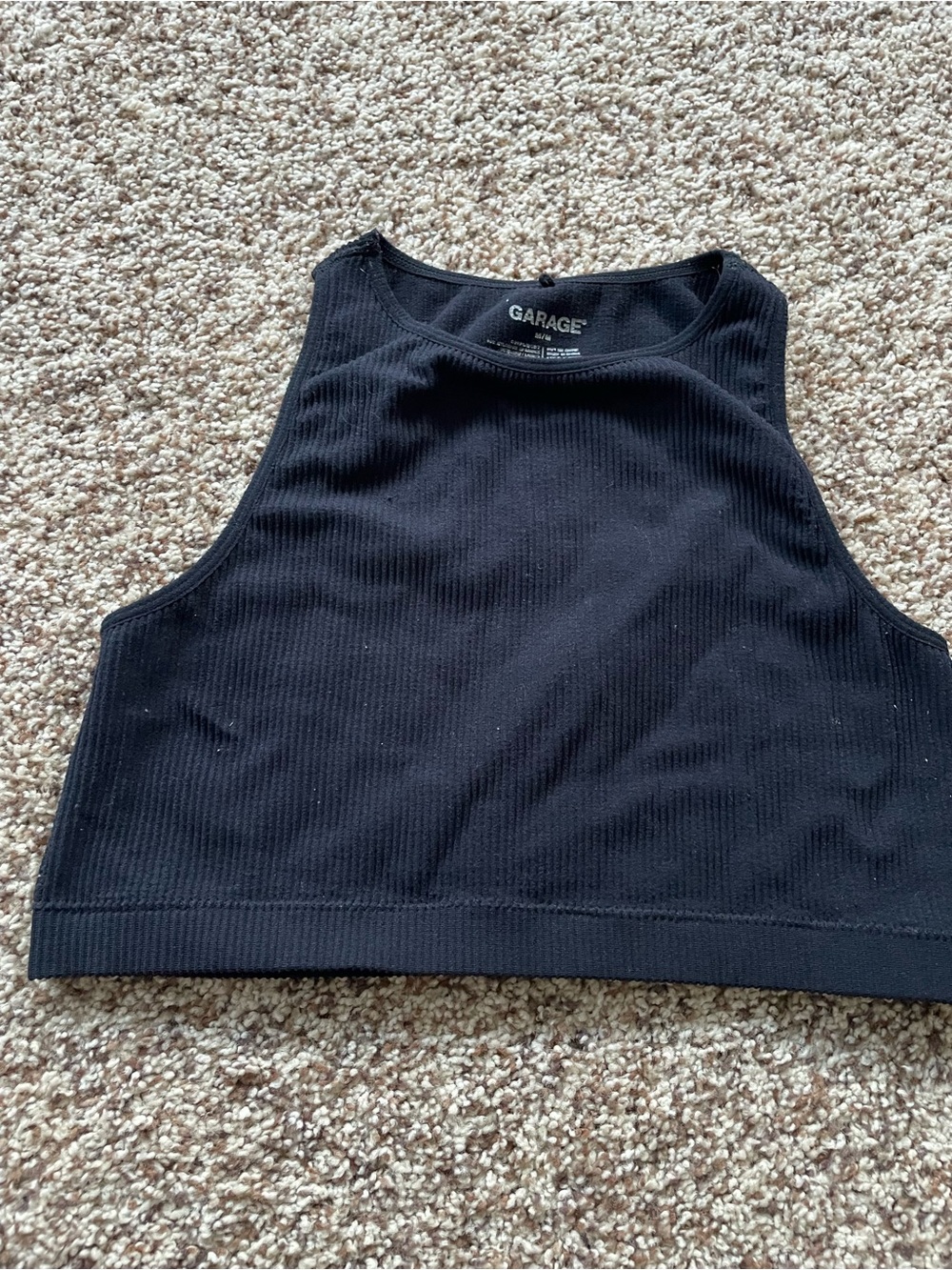 Garage Ribbed Crop Tank Top — Black | Size M